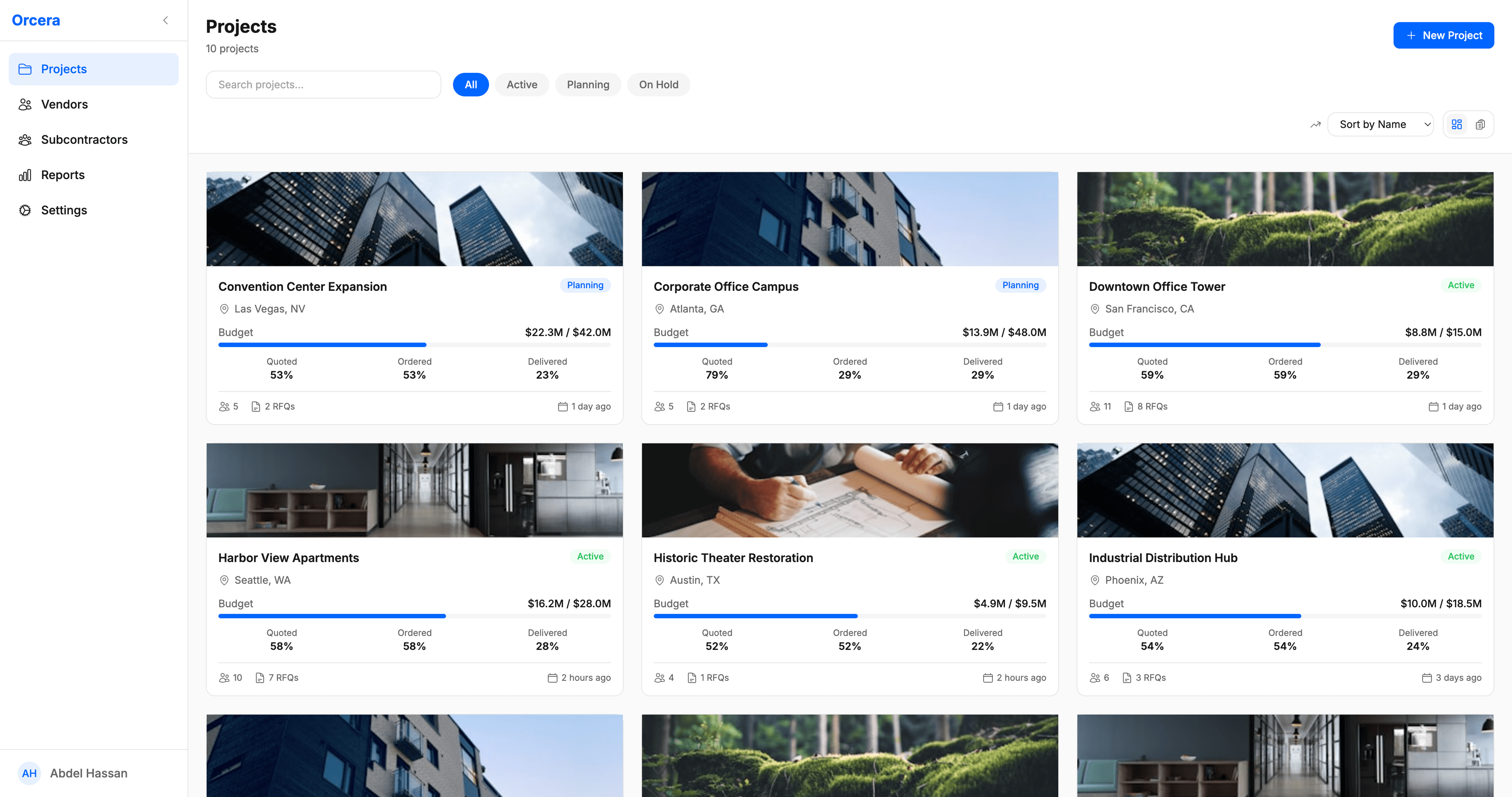 Project Portfolio Dashboard - Track budgets and progress across all projects